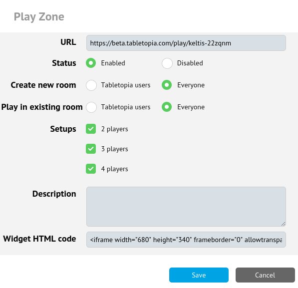 Game Modes: Solo, Hotseat, Online – Tabletopia