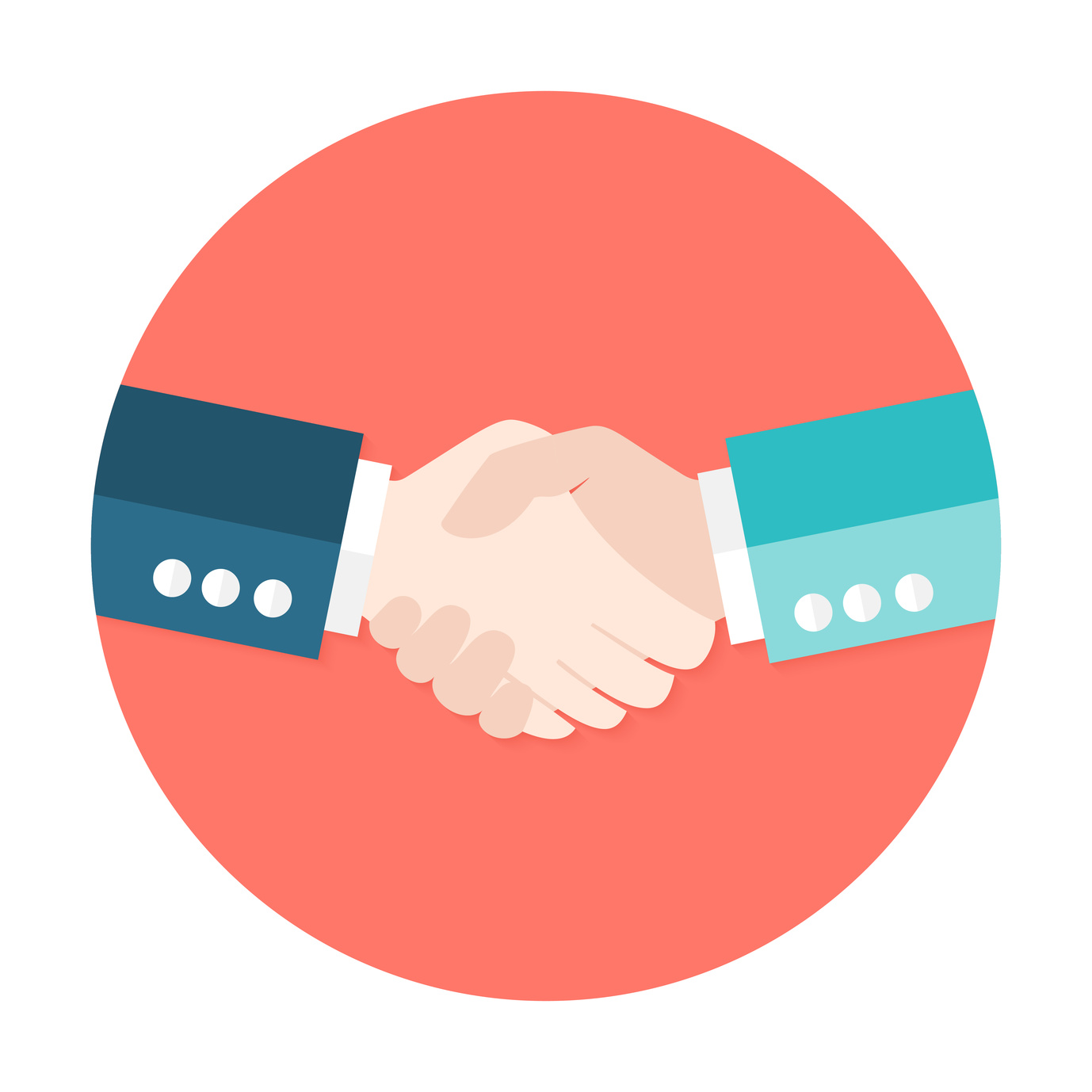 Illustration of Two Businessmen Shaking Hands Flat Circle Icon